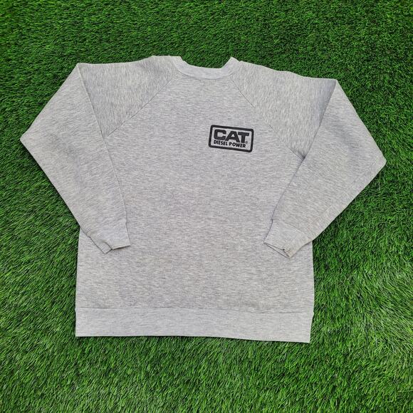 Vintage 90s CAT Diesel Power Sweatshirt S/M 19x22 USA - Picture 1 of 14